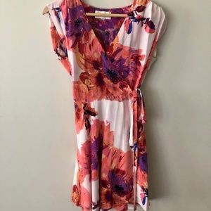 Silk Floral Wrap Dress - S